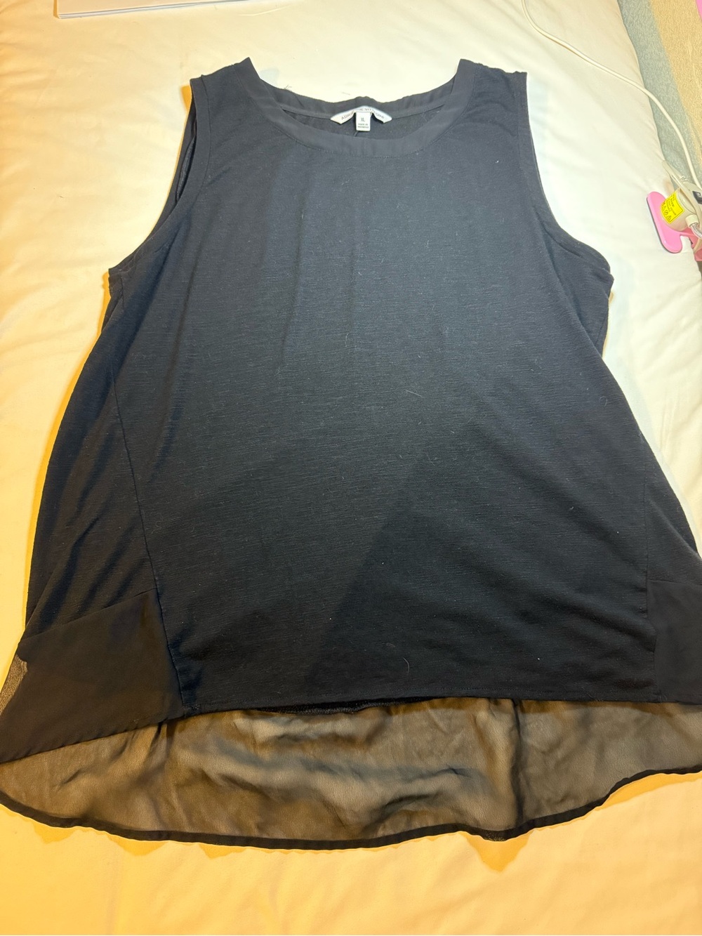 Adrienne Vittadini Black Sheer-Hem Sleeveless Tank